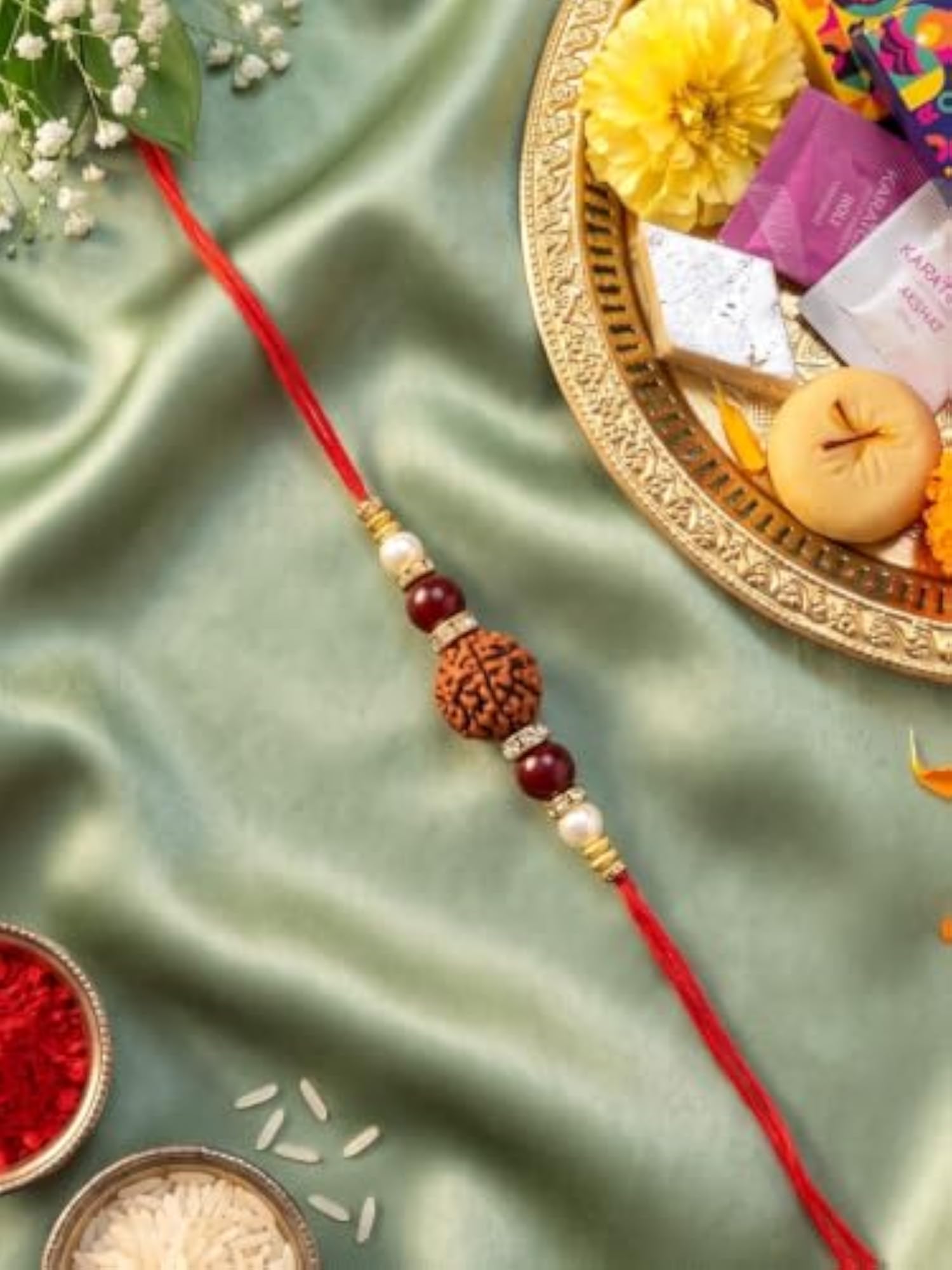 Plated Rudraksha Studded Bhaiya Rakhi