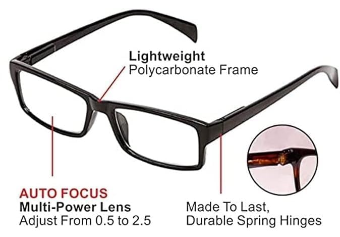 RULOKSHA One Power Readers Auto Focus Reading Glasses,Clear Focus Adjusting Optic for Women and Men Rimless Blue Light Blocking Lenses,Lightweight... - Image 2