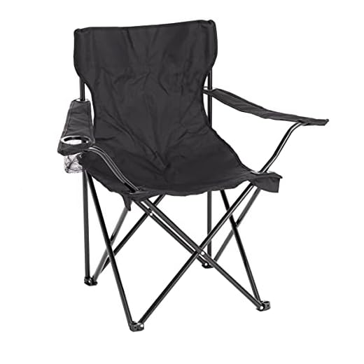 Baroni Home Sedia Campeggio Pieghevole da Esterno Giardino, Sedia Camping Portatile Pieghevole, Sedia da Campeggio e Pesca con Vano Porta bibite, Colore Nero 50x50x80 cm