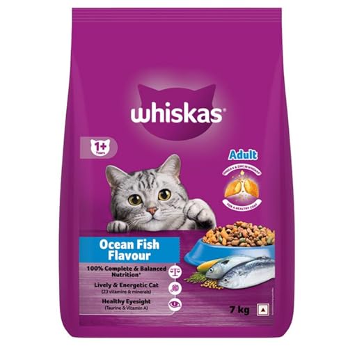 Whiskas Adult (+1 year) Dry Cat Food, Ocean Fish Flavour, 7kg Pack