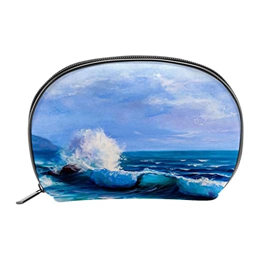 Bolsa de Maquillaje pequeña para Bolsa de cosméticos,Olas de Acuarela del océano,Organizador de Maquillaje de Estuche cosmético para Mujer