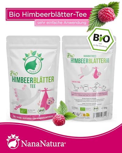 NanaNatura’s BIO Himbeerblättertee 85g | aus biologischem Anbau | 100% natürlich + zuckerfrei | Kräutertee Hebammen-Rezeptur
