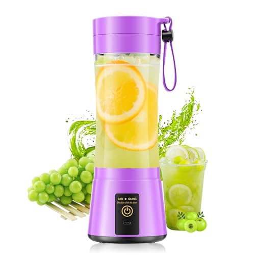 Image of Mini Cordless Personal Blender - Portable Blender Make Smoothies | 380ml Lightweight Blender, 6 Stainless Steel Blades, Powerful Quick Blend, Easy Clean, Freshly Squeezed in Sports /Office /Gym