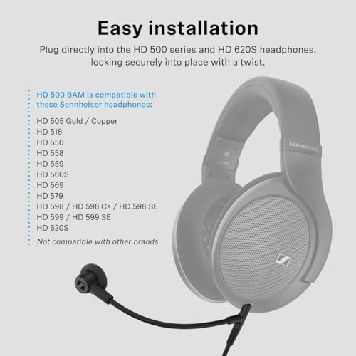 Sennheiser HD 500 BAM Add-On Boom Arm Microfoon voor HD 505, HD550, HD 560S, HD569, HD 599, HD599SE, HD620S Hoofdtelefoon Microfoon 150cm, 3.5mm Stereo Mini Plug Recable - Afbeelding 6