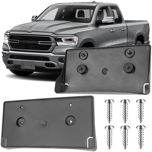 Image of License Plate Bracket Accessories for Ram 1500 DT 2019 2020 2021 2022 2023 2024, Front Bumper License Plate Holder Replacement Frame Black Mount, Easy Installation