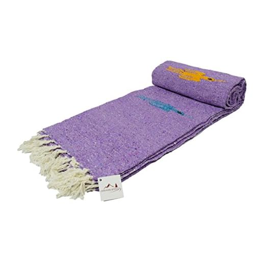Open Road Goods Violet Purple Yoga Blanket - Thick Mexican Thunderbird Blanket - Handmade and Made for Yoga!
