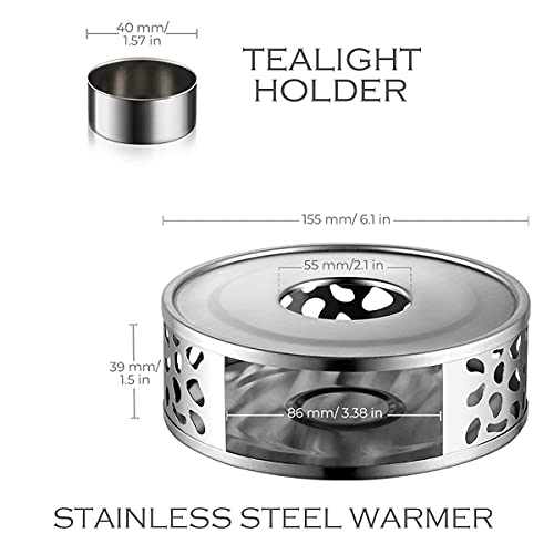 KEISSCO Stainless Steel Teapot Warmer with Candle Base