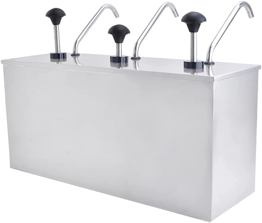 Bomba dispensadora de Salsa de 12L, estación de Bomba de condimentos de Acero Inoxidable 304 Dispensador de Bomba de condimentos de Triple Cabeza para Exprimir Salsa de condimento