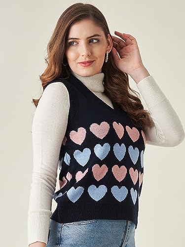 Image of Modeve Printed V Neck Sleeveless Sweater for Women||Winterwear||