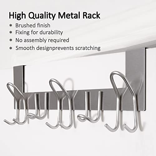 SKOLOO Over The Door Hooks, for Doors up to 1-3/4'' Thickness, Metal Door Hanger with 11 Hooks - Image 3