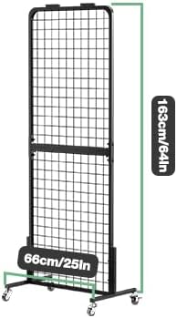 Grid Wall Panel Display Stand, Retail Rack, Shop Display, with 30 Hooks, Heavy Movable Detachable Gird Rack for Easy Transport, Double Side Display Stand, for Shop/Office/Home (2 PCS)