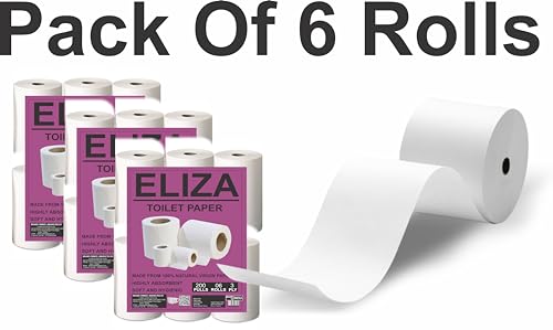 Image of Eliza Premium 3 Ply Toilet Disposable Roll Pack of 6, Toilet Paper, Toilet & Tissue Roll, Pack of Six Toilet Tissue Paper Rolls 200 Pulls Each- 9.8 x 10 cm
