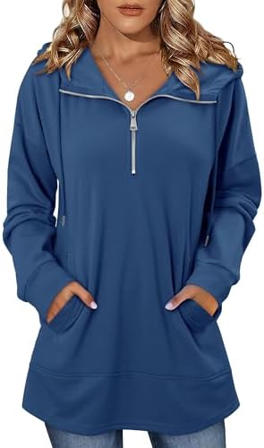 onlypuff Women Hoodie Pullover Trendy Quarter Zipper Lapel Sweats...