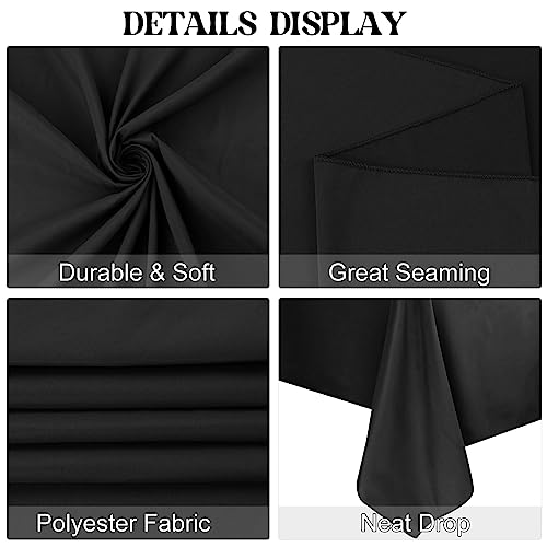 Image of 4 Pack Rectangle Tablecloth for 6 Foot Tables Washable Polyester Table Cover for Wedding Dining Table Parties Banquet(70x120 Black)