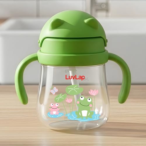 Image of LuvLap Joy Anti Spill Sipper for Kids with Twin Easy-Grip Handles, 270 ml, Sippy Cups with Soft Silicone Straw, Training Cup for Kids,Water Bottle, Non-Toxic & BPA Free, 1 Year+ (Green)