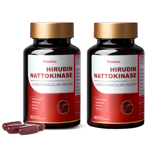 Risabou 2 Bottles Hirudin Peptide 300mg, Nattokinase 150mg with Red