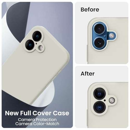 Image of FireNova Designed for iPhone 16 Case, Silicone Upgraded [Camera Protection] Phone Case, Soft Anti-Scratch Microfiber Lining Inside, 6.1 inch, Stone