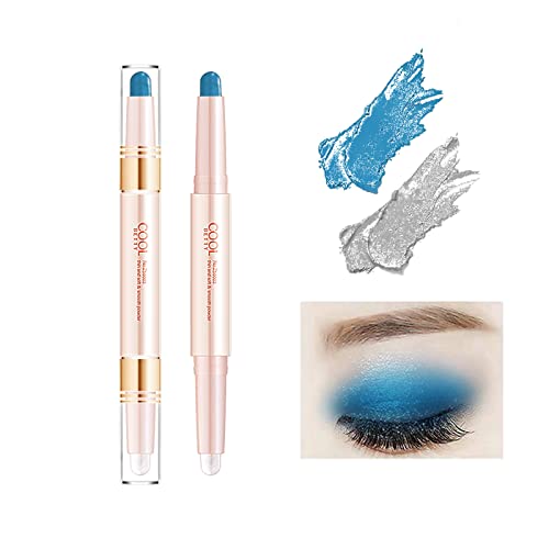 Ice Love Cream Eyeshadow Stick, 2 Tone Glitter Gradient Shimmer Double Heads Eyeshadow Stick Pencil Crayon Set, Waterproof Long Lasting Eye Makeup Tool For Women Girls (24#Blue) #TOP21