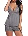 Mathea Women's Sleepwear Lace Pajamas Set Shorts Nightwear Camisole Short Sets (Gray, Small)