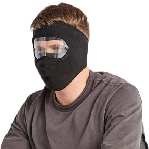 WUODHTW Masque d'hiver chaud unisexe avec cache-oreilles, protection complète du visage, masque de protection pour l'équitation, cagoule coupe-vent, Noir , Taille unique