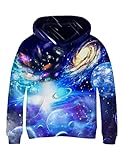 Linnhoy Kids Boys Girls Outer Wear Space Printed Sweatshirts Unisex Novelty 3D Graphic Hoodies with.