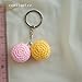 Handmade Crochet Cute Macaroon Keychain Knitted Key Ring Purse Pendant (yellow+pink)