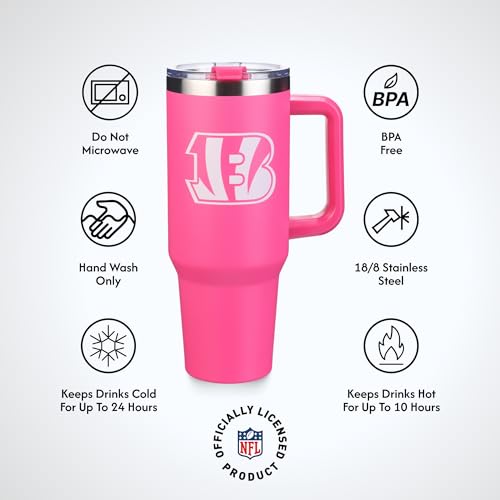 Image of The Memory Company Officially Licensed NFL - Cincinnati Bengals 40oz Pink Game Day Tumbler with Team Logo