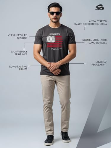 Image of ADRO Men's 100% Cotton Regular Fit T-Shirt