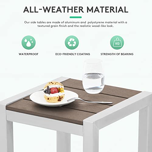 Jearey Aluminum Adirondack Outdoor Side Table, Pool Composite Patio Table, End Tables For Backyard, Pool, Indoor Companion, Brown #TOP4