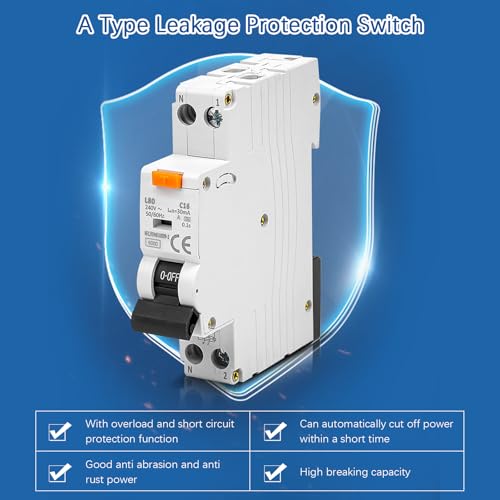 Miniatura 3 de Fi, Interruptor Fi Ls 30 Ma, Diferencial 1p N-C16 Disyuntor Con Rcbo 16a Corriente Nominal Protegido Por Rcd, 230v, Tipo A, Montaje En Carril Din, Curva C