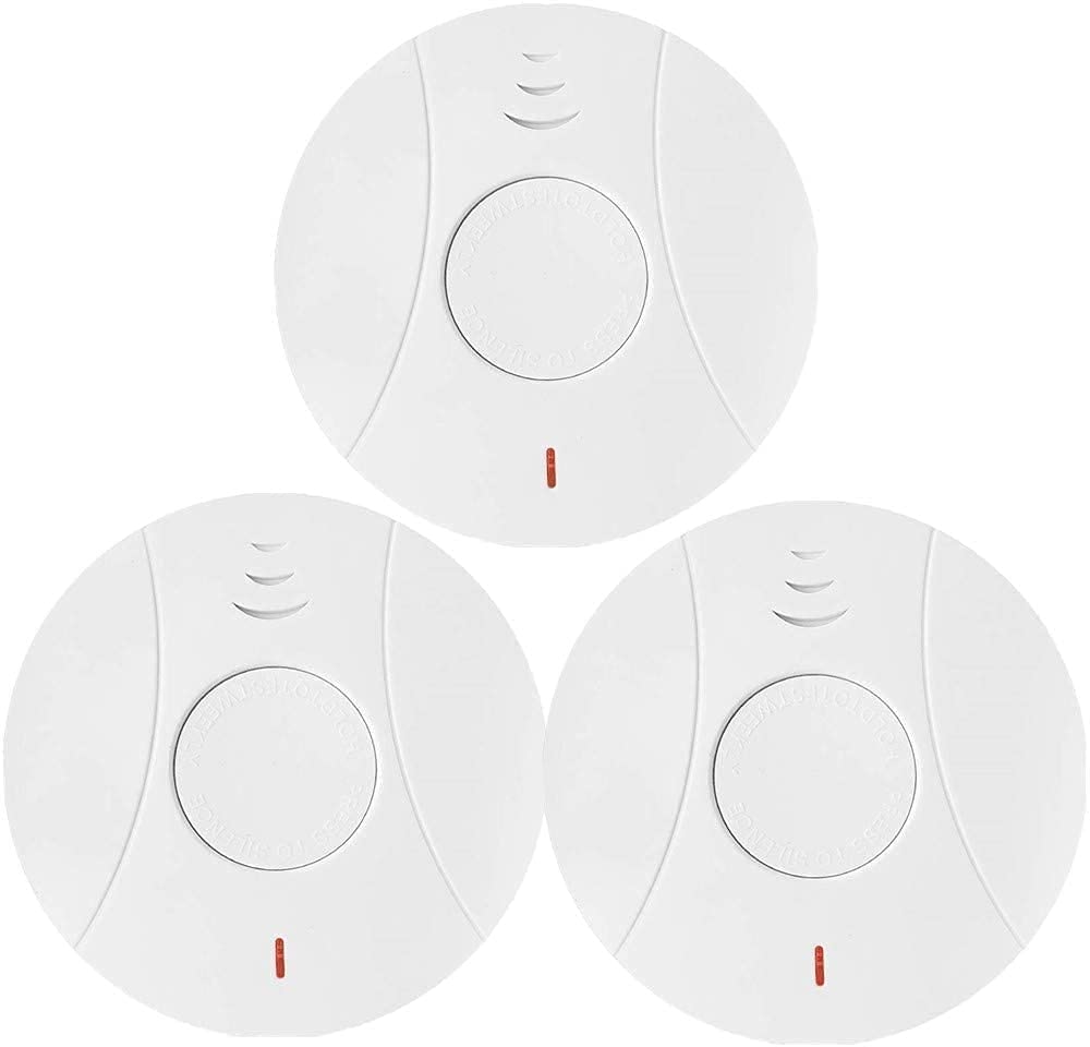 3 Pack 10 Year Battery Operated Smoke Detector and Carbon Monoxide Detector, Travel Portable Photoelectric Fire Co Alarm f...