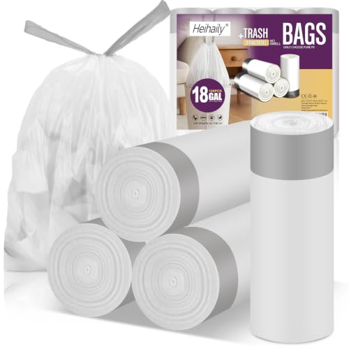 18 Gallon Trash Bags with Drawstring - 120 Count Leak Proof Garbage Bags Heavy Duty Liners for Large Trash Cans, Garage Waste & Commercial Use, Extra Thick Tear Resistant Design