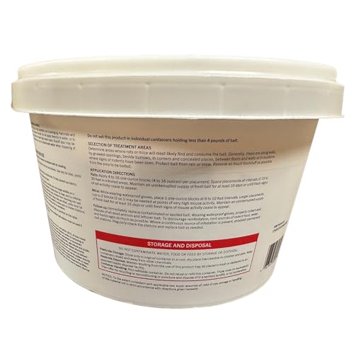 Bait Block Apple Flavor Rodenticide – 4 lb. Pail – Effective Rodent Control Bait Blocks – Long-Lasting and Easy to Use
