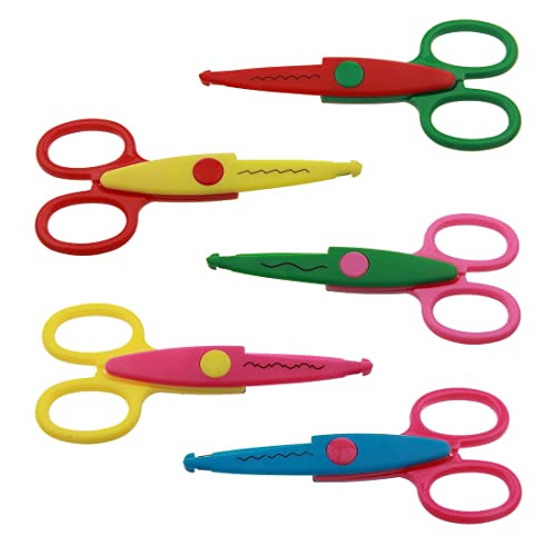 Ciseaux pour enfants, Ensemble de 5 Ciseaux Pour Enfants, Ciseaux Enfants Creatifs, Ciseaux Dentelés Pour Enfants, Ciseaux de Coupe en Zigzag, Ciseaux à Cranter Ciseaux de Bordure de Sécurité