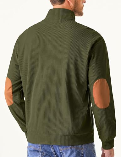 Mens Corduroy Sweatshirts Long Sleeve Henley Shirts Casual Stand Collar Quarter Button Pullovers with Big Pocket3