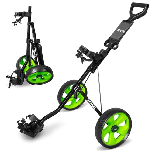 JOVIAL Foldable 2-Wheel Junior Golf Pull Cart – Lightweight Steel Frame, Scorecard Holder,...