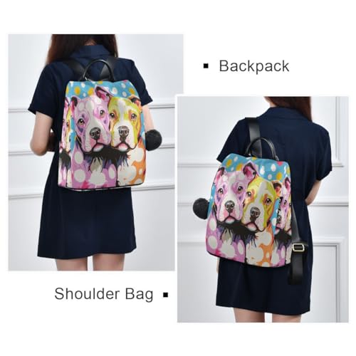 Image of ALAZA Cute Polka Dots Pitbull Dogs Trips Hiking Camping Rucksack Pack for Women