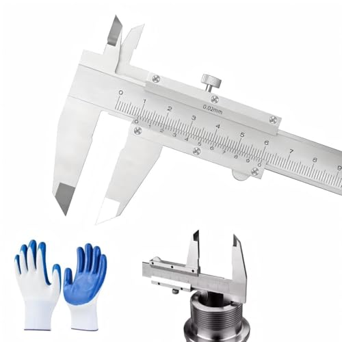 Präzisionsmessschieber mit Feststellschraube, 150mm Edelstahl Messschieber, Spritzwassergeschützt staubdicht, Präzises Messwerkzeug für Haushalt, Werkstatt Industrie(Ein Paar Handschuhe als Geschenk)