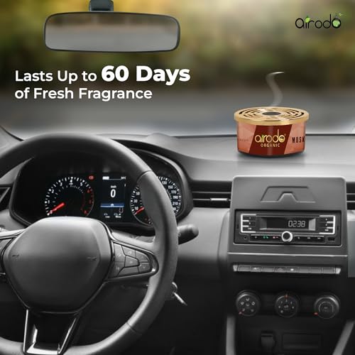 Image of Airodo One Musk Organic Car Perfume, Strong Fiber Air Freshener to Freshen'up Your Car - Car Accessories interior car perfumes and fresheners (50g with 2 Refill)
