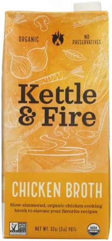 Kettle and Fire Organic Chicken Broth, Keto, 32 oz, 1 Pack