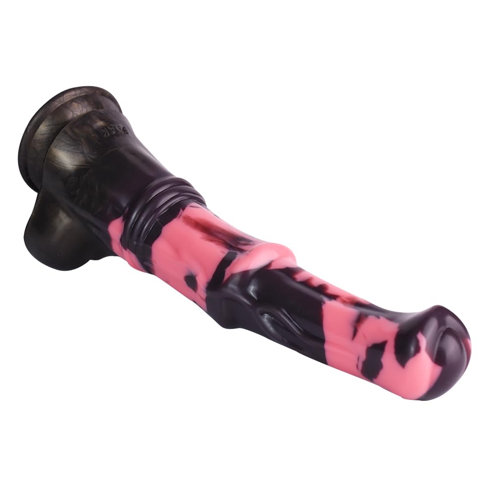 12 Inch Silicone Made Huge Soft Colorful Horse Dildo Anal Toy Pink Animal Style Ribbed Flexible Hands-Free (Normal)