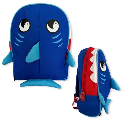 Mochila Infantil Unissex Tubarão, Poliéster, 26x20x10 cm, 7 Litros, Azul, Escolar