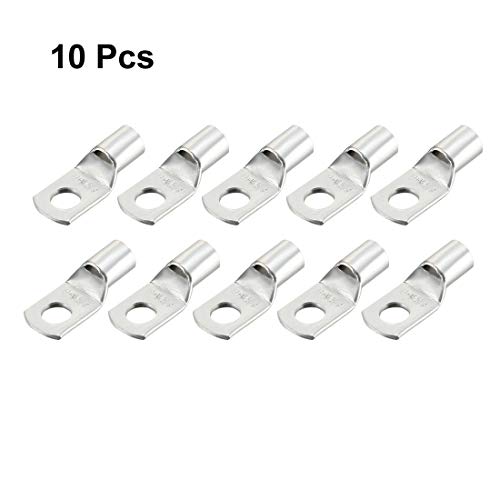Uxcell Copper Wire Lugs,8Awg Sc35-8,Bolt Hole,Battery Cable Ends Eyelets Crimp Tubular Ring Terminals Connectors Silver Tone 10Pcs #TOP3