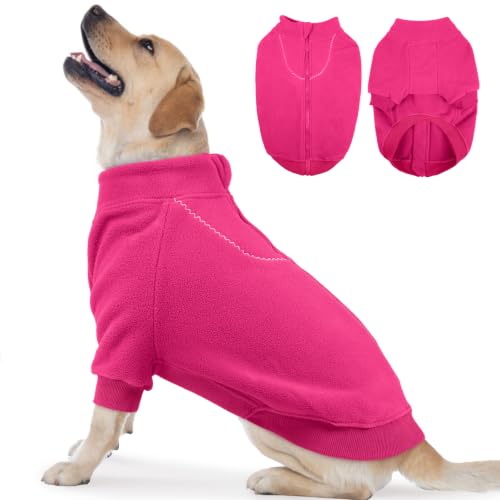 Image of BRKURLEG Dog Sweater, Warm Fleece Dog Winter Coat, Rose Red, XXXL