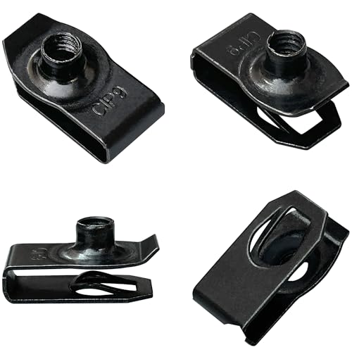 30 PCS U Nut Clips,Black Metal Clip-On Nuts,M6 Screw U-Clips
