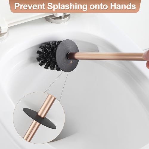 Image of Toilet Brush and Holder Set Rose Gold Freestanding for Bathroom