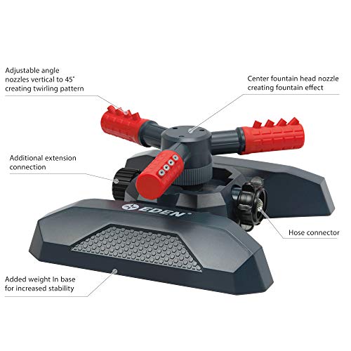 Eden 94120 Automatic Rotating Lawn And Garden Sprinkler For Yard, Large Area Coverage W/Quick Connect Starter Set, Weighted Base #TOP1