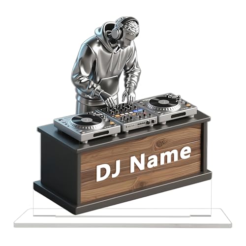 Placa Personalizada DJ para Escritorio - Acrílico 2D con Base Acrílico, Regalo Elegante para Amantes de la Música y Decoración Moderna (Estilo 3)