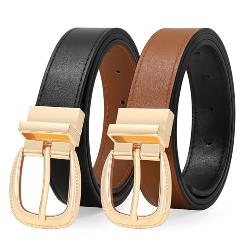 VONMELLI Reversible Leather Belt for Women Jeans Pants Fashion Belt Women Ladies Belt for Dress, Trim to Fit