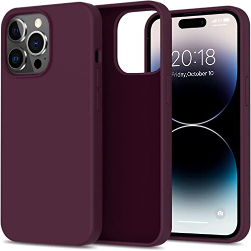 Elzzi® Microfiber Candy Case Compatible for iPhone 14 PRO MAX, Shockproof Slim Back Cover Liquid Silicone Case - Wine RED